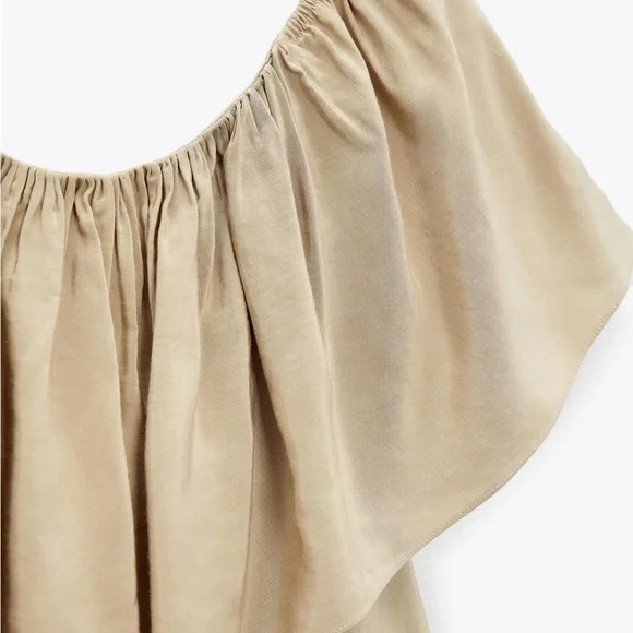 Zara Off-Shoulder Ruffle Top Blouse Shirt New With Tags!
